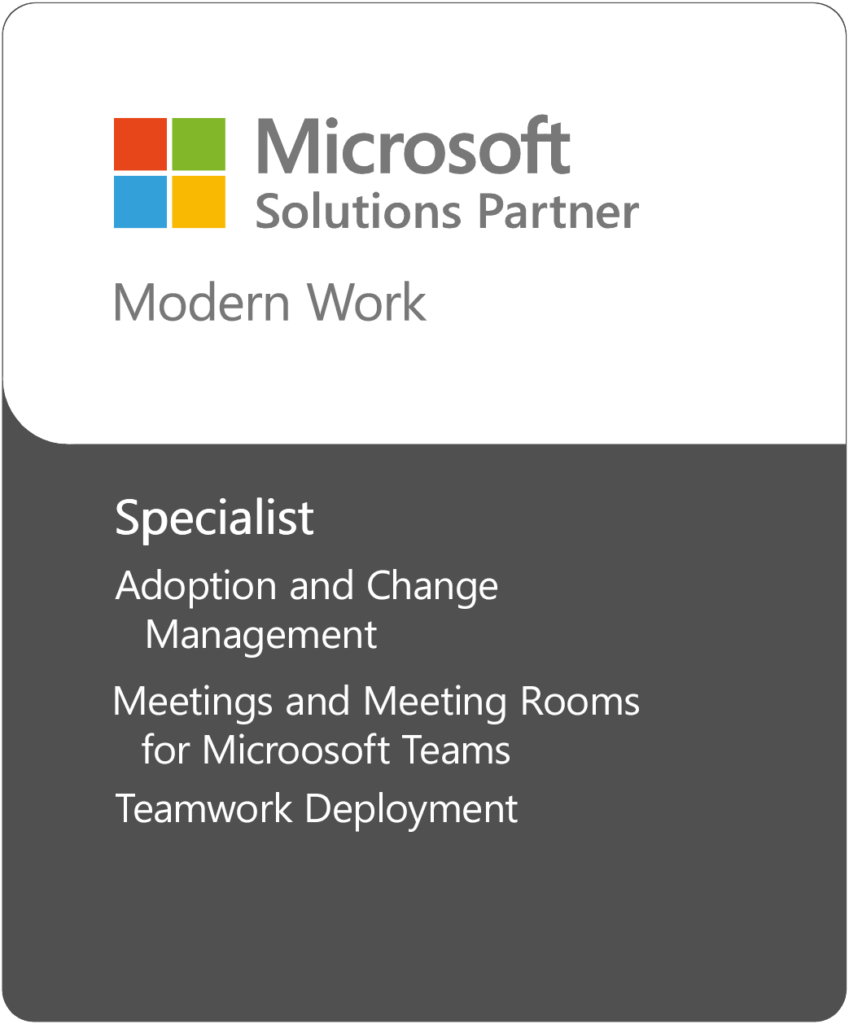 CloudAssist's Microsoft Solutions Partner badge for Modern Work, listing CloudAssist's credentials as a Microsoft Modern Work Partner Ireland.