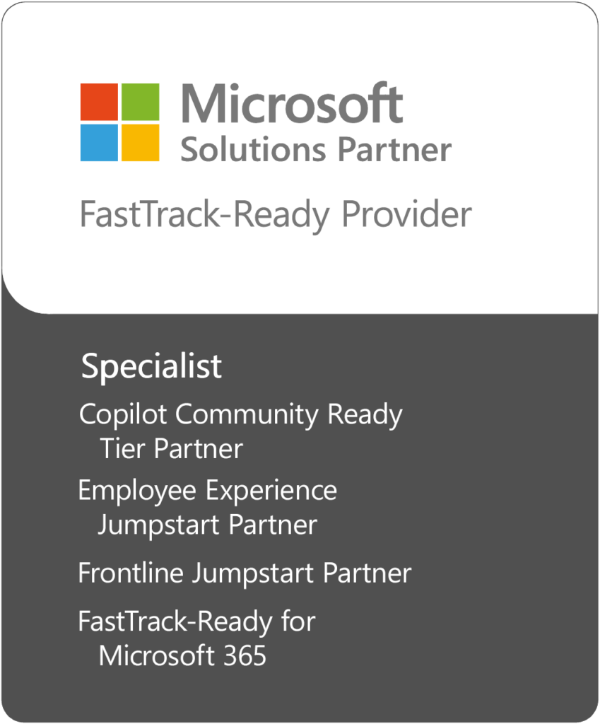 CloudAssist's Microsoft Solutions Partner badge for being a FastTrack-Ready Provider, listing CloudAssist's credentials as a Microsoft FastTrack-Ready Partner Ireland.